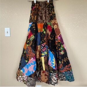 Gorgeous, unique cotton patchwork quilt maxi full skirt with elastic waist